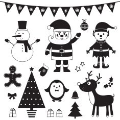 Christmas set isolated black elements N2