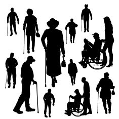 Vector silhouette of old people N53