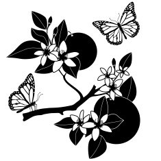 orange blossoms and monarch butterflies