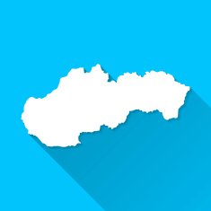 Slovakia Map on Blue Background Long Shadow Flat Design