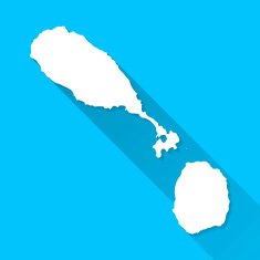 Saint Kitts and Nevis Map Blue Background Long Shadow Flat