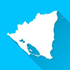 Nicaragua Map on Blue Background Long Shadow Flat Design