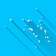 Marshall Islands Map on Blue Background Long Shadow Flat Design