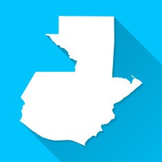 Guatemala Map on Blue Background Long Shadow Flat Design