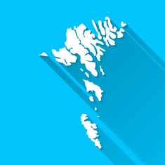 Faeroe Islands Map on Blue Background Long Shadow Flat Design