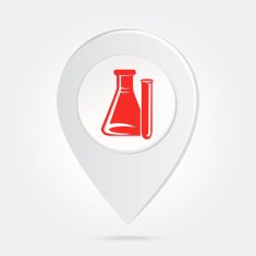 Map Marker Pin Flask and Tube Silhouette Round Icon Button N2