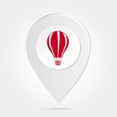 Map Marker with Hot Air Balloon Icon Button in Middle N2