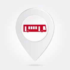 Map Marker Pin Red City Bus Silhouette Round Icon Button N2
