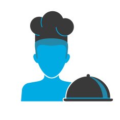 Restaurant chef's blue icon