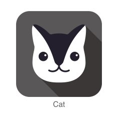 Cute Black and white cat cartoon flat icon design