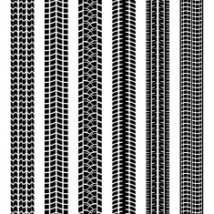 Set of black and white tire tracks