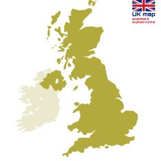 UK map with simplified & stylized outline