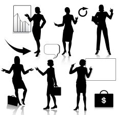 Business women silhouettes set