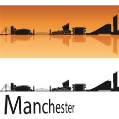 Manchester skyline in orange background