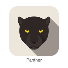 Panther Cat breed face cartoon flat icon design N2