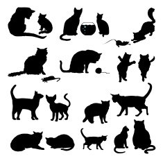 Silhouette of Cats Kitty Kitten - seamless background
