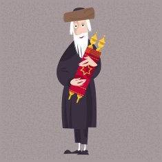 Orthodox jewish man holds the torah N2