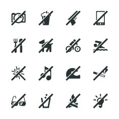Prohibitions Silhouette Icons Set 1