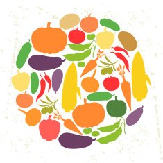 Background design with fresh ripe stylized vegetables