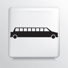 Square White Icon With Silhouette Limousine N2