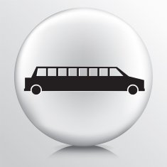 Round White Icon With Silhouette Limousine N2