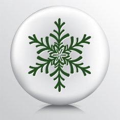 Round Icon With Green Snowflake Shaped Design Silhouette N2