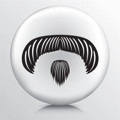 Round Icon With Large Moustache Small Goatee Black Silhouette N2