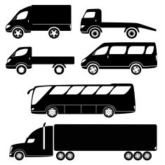 Modern passenger and freight cars silhouettes