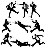 Multiple images of businessman in action