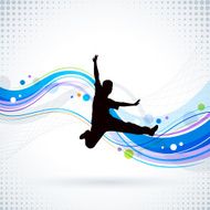 Happy Young Man with Graphic Wave