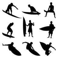 Male surfers in action