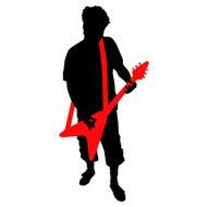 Flying Vee Guitarist on White Background (jpg vector)