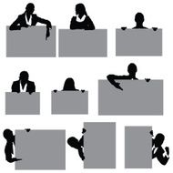 Business executives with placards N10