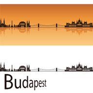 Budapest skyline in orange background