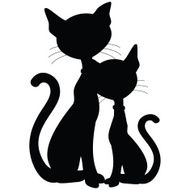 Cute Cat and Kitten Silhouette