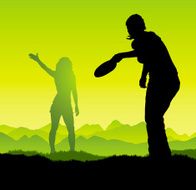 Young women play frisbee