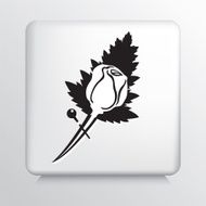 Square Icon With Rose Boutonniere Florist Symbol