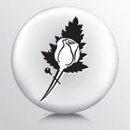 Round Icon With Rose Boutonniere Florist Symbol