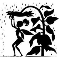 Fairy with Sunflower Umbrella Silhouette