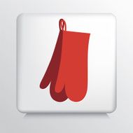 Square Icon with Red Oven Mitts Silhouette