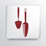 Square Icon with Red Kitchen Gadgets Silhouette