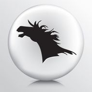 Round Icon with Horse&#039;s Head Black Silhouette