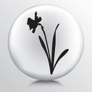 Round Icon with Black Daffodil Silhouette