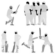 Silhouette of cricket players