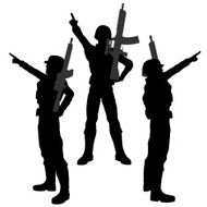 Silhouette soldier Pointing