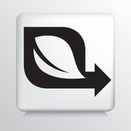 Square Icon with Black Leaf Arrow