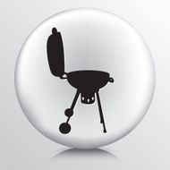 Round Icon with Black BBQ Silhouette