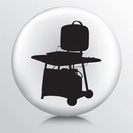 Round Icon with Black BBQ and Tank Silhouette