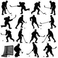 Silhouettes of hockey player N2