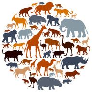 African Animals Icon Composition